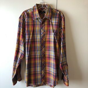 Bugatchi rainbow plaid dress shirt XL